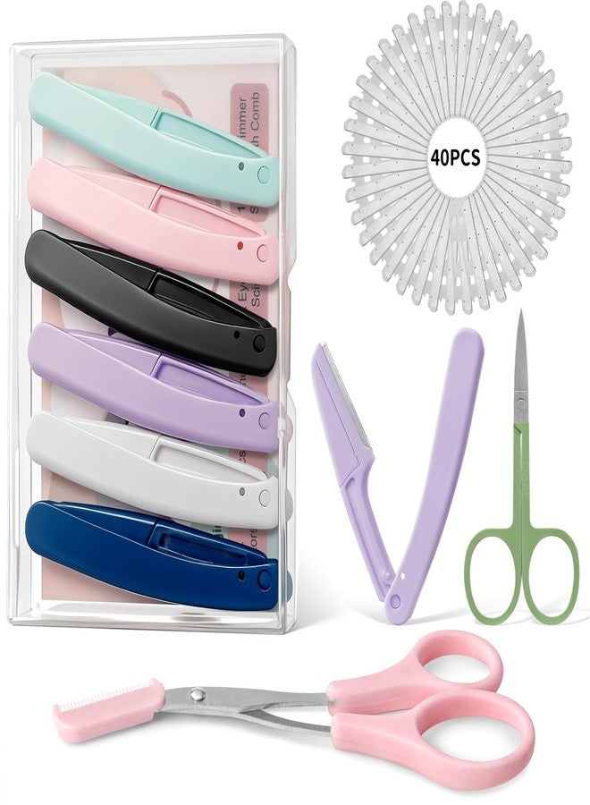 SWEET VIEW 48pcs Dermaplan Razor Kit for Women Face and Eyebrow with Brow Scissor, Facial Microblades Shaver Tool - Image 1
